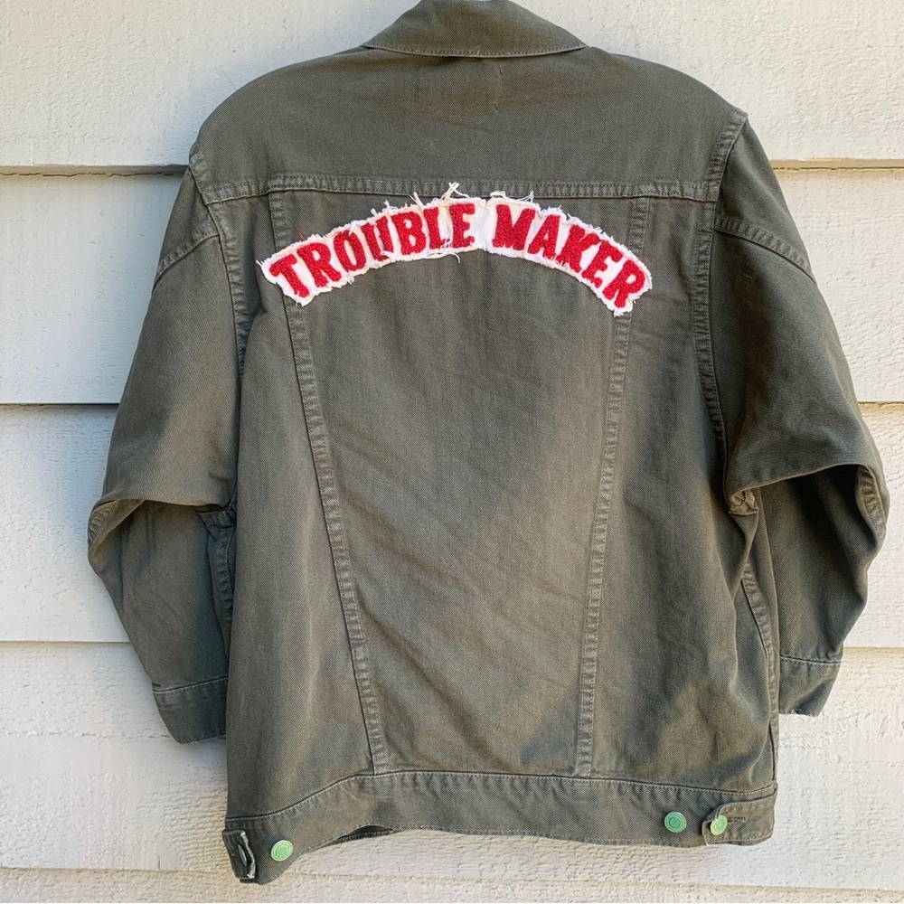 Sandrine Rose The Troublemaker Utility Denim Jacket Army Green Size Medium - Picture 4 of 13